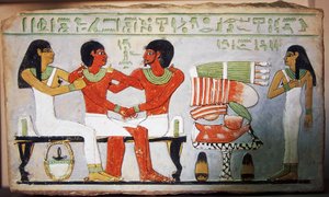Debu Sobek und seine Familie, Wandmalerei aus Abydos, Ägypten