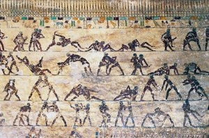 Kampfszenen, Wandmalerei, Kethi-Grab, Beni Hasan Nekropole, Ägypten, Mittleres Reich, Dynastie XII