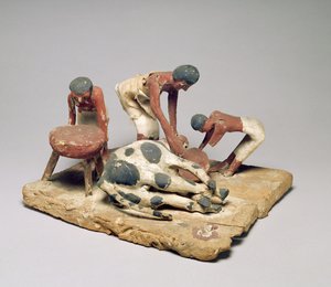 Modell von Metzgern bei der Arbeit, aus dem Grab von Khety, Beni Hasan, Mittleres Reich, ca. 1985-1900 v. Chr. von Egyptian 12th Dynasty