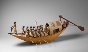 Reiseboot, das vom Grab des Meketre gerudert wird, ca. 1981-1975 v. Chr. (Holz, Farbe, Gips, Leinenzwirn und Leinen)