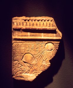 Relieffragment von Echnaton und Nofretete von Egyptian 18th Dynasty