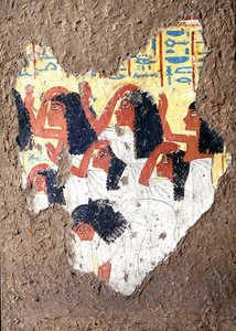 Ägyptische Antike: Fresko aus dem Grab des Malers Maia, eine Gruppe von Trauernden. 18. Dynastie. Aus der Kapelle von Maia, Deir el-Medineh (el Medineh), Neues Reich Dim. 67 cm Turin, Ägyptisches Museum
