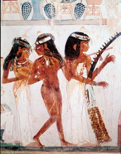 Ägyptische Antike: Musiker. Grab von Nakht. 18. Dynastie. 1410 v. Chr. Nekropole von Gournah (Scheich Abd al-Gournah), Ägypten