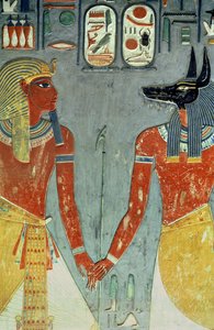 Horemheb und Anubis, aus dem Grab von Horemheb (ca. 1323-1295 v. Chr.) Neues Reich