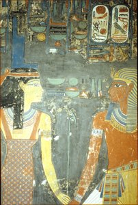 Horemheb und Isis, aus dem Grab von Horemheb (ca. 1323-1295 v. Chr.) Neues Reich von Egyptian 18th Dynasty