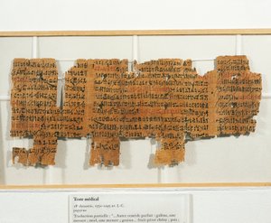 Medizinisches Rezept auf Papyrus geschrieben