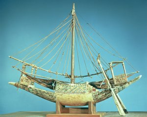 Modell eines der Pharaonenboote, aus dem Grab von Tutanchamun (ca. 1370-52 v. Chr.) Neues Reich