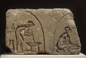 Sandsteinrelief der Zubereitung einer Mahlzeit von Egyptian 18th Dynasty
