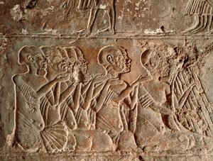 Sänger und Harfenspieler, Relief von Egyptian 18th Dynasty