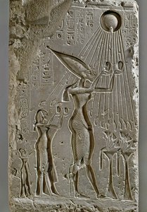 Die königliche Familie von Amenophis IV. Akhnaton opfert Aton von Egyptian 18th Dynasty