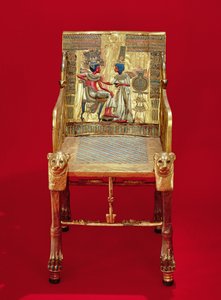 Der Thron, aus dem Grab von Tutanchamun (ca. 1370-1352 v. Chr.) Neues Reich