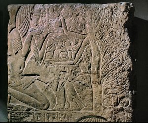 Baumgöttin bietet Essen und Trinken an (Relief) von Egyptian 18th Dynasty