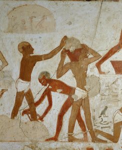 Arbeiter beim Laden und Tragen von Materialien von Egyptian 18th Dynasty