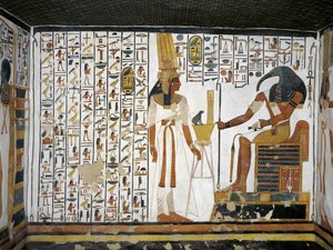 Ägypten, Theben, Luxor, Tal der Königinnen, Grab von Nefertari, Anbau an die Vorkammer, Wandmalereien, Königin vor dem göttlichen Schreiber Thot