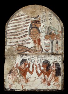 Ägyptische Antike: Stele des Bildhauers Ken, Handwerker in Deir el Medineh. Epoche Ramses II (1290-1224 v. Chr.) von Egyptian 19th Dynasty