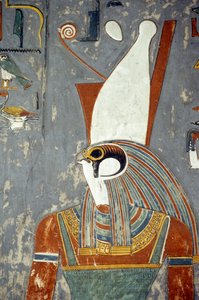 Horus mit Doppelkrone, Grab von Horemheb, Tal der Könige, Luxor, Altes Theben (Foto) von Egyptian 19th Dynasty