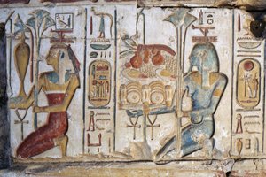 Opferszene, Relief, Tempel von Ramses II, Abydos, Ägypten, ägyptische Zivilisation, Neues Reich, Dynastie XIX von Egyptian 19th Dynasty
