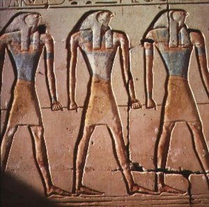 Relief, das Horus zeigt, aus dem Tempel von Ramses II., ca. 1298 v. Chr.