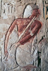 Relief, das einen Flötenspieler darstellt, Leteyas Grab, Saqqara, Ägypten, ägyptische Zivilisation, Neues Reich, Dynastie XIX