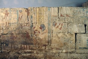 Relief aus dem Grab von Netcherouymes, hoher Beamter von Ramses II., Saqqara, Ägypten, ägyptische Zivilisation, Neues Reich, Dynastie XIX