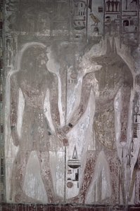 Seti I (1303-1290 v. Chr.) und Anubis im Grab von Seti, Neues Reich