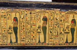 Detail der äußeren Sargbasis der Mumie von Nesyamun, möglicherweise gefunden in Deir El-Bahri, Neues Reich, ca. 1100 v. Chr. (bemaltes Holz) von Egyptian 20th Dynasty