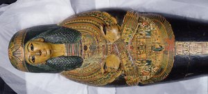 Innerer Deckel der Mumie von Nesyamun, möglicherweise gefunden in Deir El-Bahri, Neues Reich, ca. 1100 v. Chr. (Detail) von Egyptian 20th Dynasty