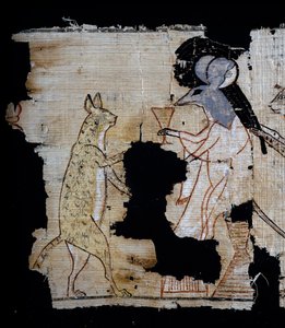 Papyrus mit satirischer Szene (Detail)