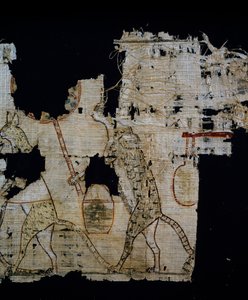 Papyrus, der eine satirische Szene darstellt, ca. 1100 v. Chr., aus der Regierungszeit von Ramses IX., Detail, Ägyptische Zivilisation, Neues Reich, Dynastie XX
