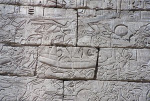 Die Seevölker, Seeschlacht von Ramses III., Medinet Habu, 1195-64 v. Chr.