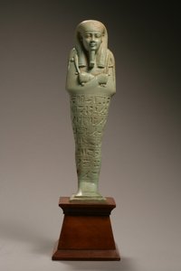 Uschebti-Figur für Neferibre-si-Neith, Spätzeit, Regierungszeit von Amasis, 570-526 v. Chr. (Faience)