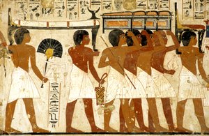 Altes Ägypten, Malerei, Trauerzug, Grab von Ramose, Männer tragen Schätze, Theben, Tal der Adligen von Egyptian Egyptian