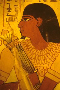 Altes Ägypten, Grab von Sennufer, Wandmalerei, Wandbild, Fresko, Sennufer empfängt Lotusknospen, Bürgermeister von Theben, Aufseher unter Amenophis II.