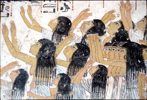 Altes Ägypten, Wandmalerei, Klagende Frauen in einem Trauerzug, Grab von Ramose, Theben von Egyptian Egyptian
