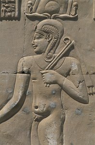Ägypten, Libysche Wüste, Al-Dakhilah (Dakhla) Oase, Dayr al-Haggar, Relief im ägyptischen Tempel