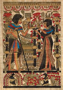 Ägyptische Kunst, ägyptischer Papyrus: Pharao und seine Frau