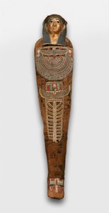 Mumie von Nesmin mit Pflanzenkranz, Mumienmaske und anderen Kartonageelementen, 200-30 v. Chr. von Egyptian Ptolemaic Period