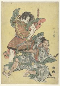 Asahina no Saburo im Kampf mit Soga no Goro