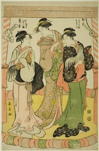 Der Hahnenkampf - Ohisa von Takashimaya und Okita von Naniwaya