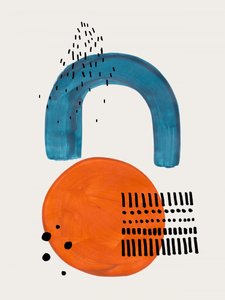 Blauer Bogen Oranger Kreis