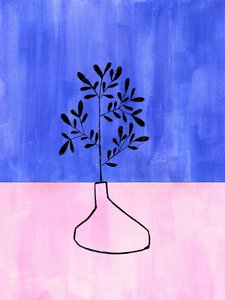 Blaue rosa botanische Vase