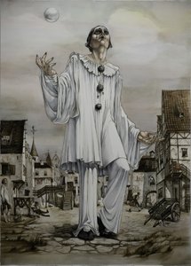 Melancholischer Pierrot Blase