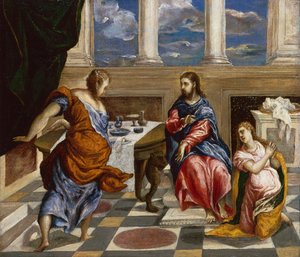 Christus im Haus von Martha und Maria von El Greco