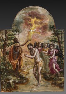 Tragbarer Altar: rechte Türtafel zeigt die Taufe Christi (Detail)