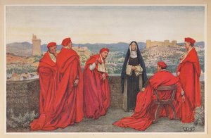 St. Katharina von Siena verhandelt mit Papst Gregor XI. im Namen der Florentiner.