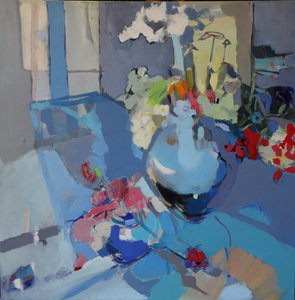Lebendiges Blaues Blumenstillleben von Elena Shraibman