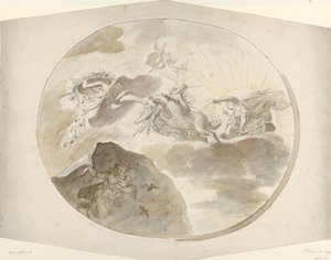 Entwurf für ein Deckengemälde mit Aurora, die die Nacht vertreibt von Elias van Nijmegen (possibly)