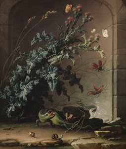 Steinnische mit Distel, Eidechse und Insekten, 1690