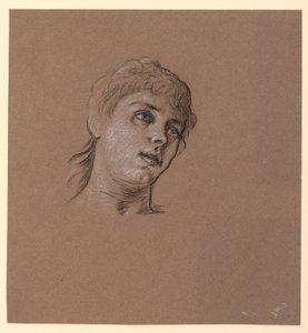 Zeichnung, Porträtskizze eines jungen Mädchens, ca. 1885 von Elihu Vedder