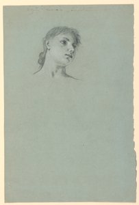 Zeichnung, Studie eines Mädchens von Elihu Vedder